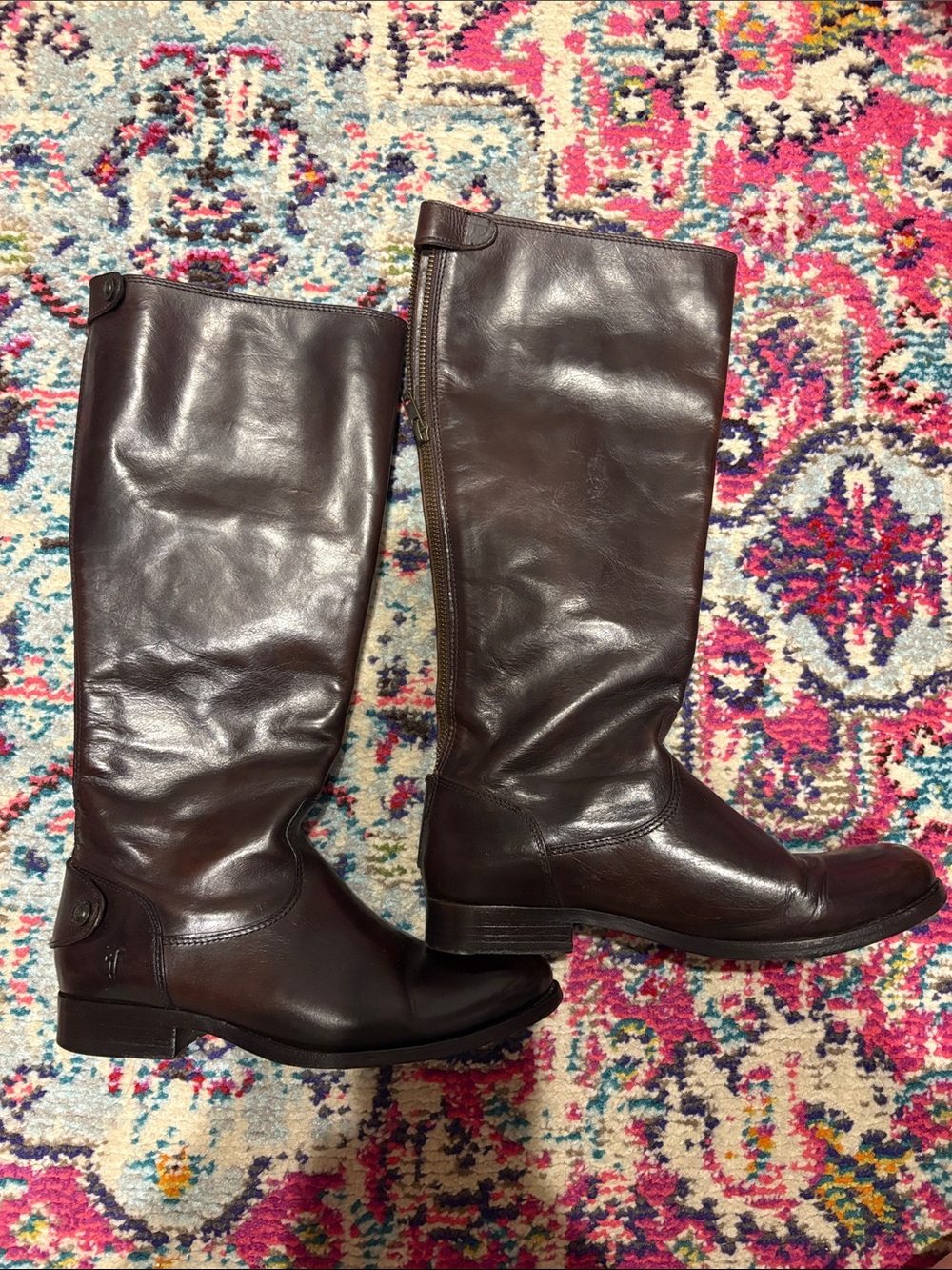 Frye Dark Brown Leather Knee-High Riding Boots